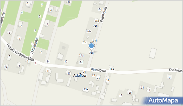 Adolfów, Piaskowa, 24b, mapa Adolfów