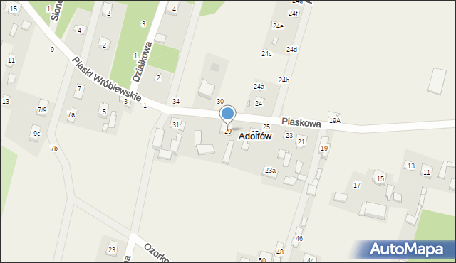 Adolfów, Piaskowa, 29, mapa Adolfów