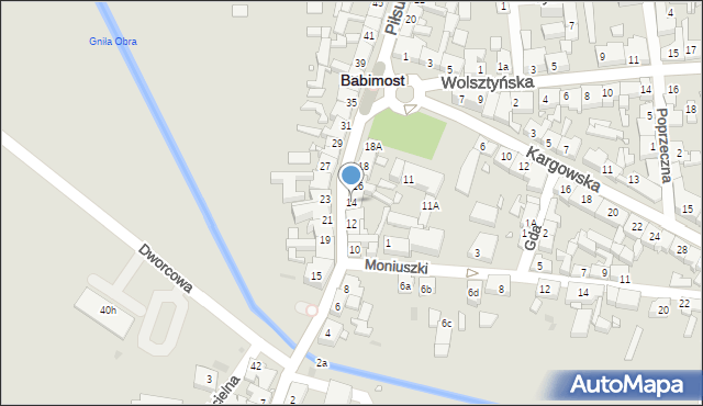 Babimost, Piłsudskiego Józefa, marsz., 14, mapa Babimost