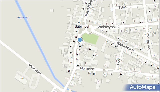 Babimost, Piłsudskiego Józefa, marsz., 18, mapa Babimost