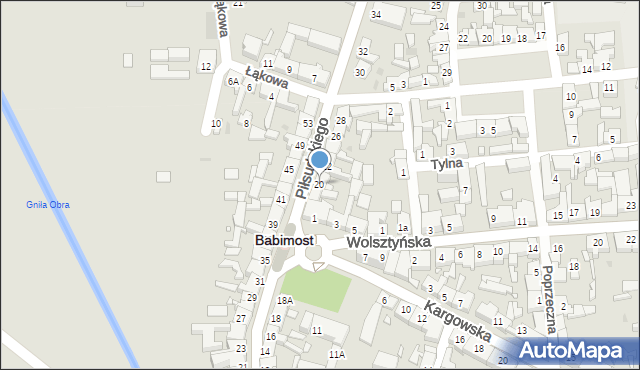 Babimost, Piłsudskiego Józefa, marsz., 20, mapa Babimost