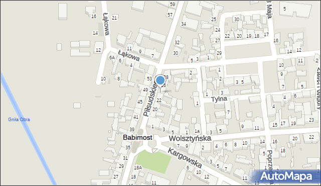 Babimost, Piłsudskiego Józefa, marsz., 24, mapa Babimost