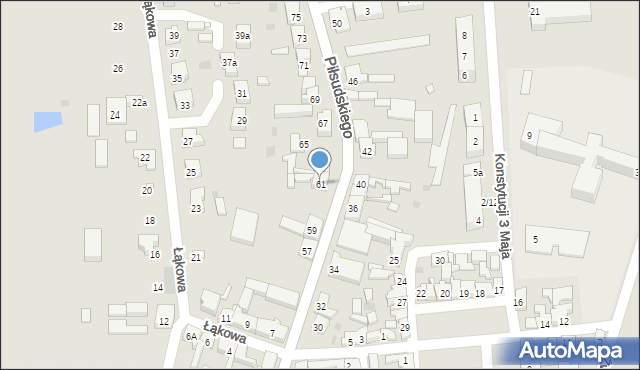Babimost, Piłsudskiego Józefa, marsz., 61, mapa Babimost