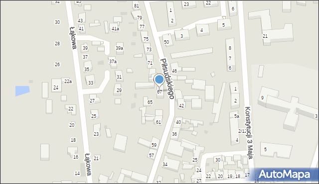 Babimost, Piłsudskiego Józefa, marsz., 67, mapa Babimost