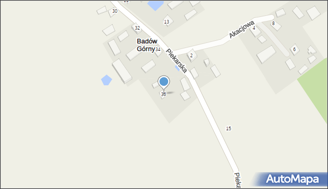 Badów Górny, Piekarska, 36, mapa Badów Górny