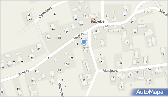 Batowice, Piastowska, 4, mapa Batowice