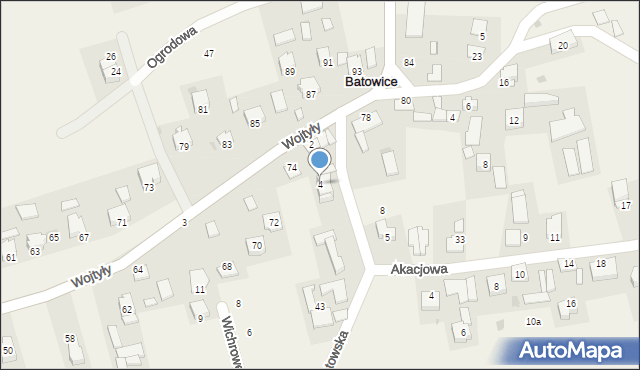 Batowice, Piastowska, 4, mapa Batowice