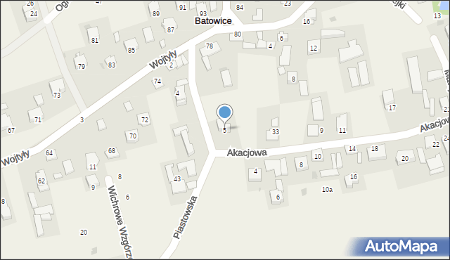 Batowice, Piastowska, 5, mapa Batowice