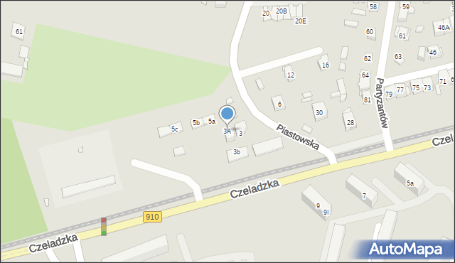 Będzin, Piastowska, 3A, mapa Będzin