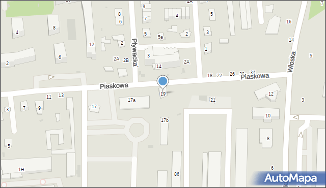 Biała Podlaska, Piaskowa, 19, mapa Białej Podlaskiej