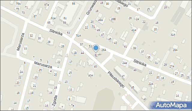 Biała Podlaska, Piłsudskiego Józefa, marsz., 51, mapa Białej Podlaskiej