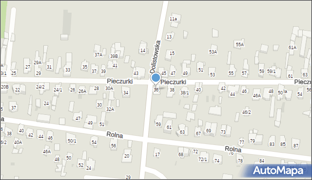 Białystok, Pieczurki, 36, mapa Białegostoku