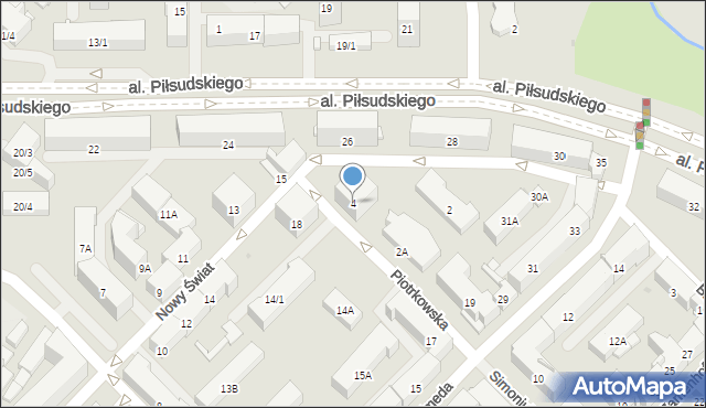 Białystok, Piotrkowska, 4, mapa Białegostoku