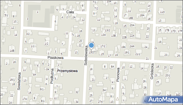 Białystok, Piaskowa, 13/1, mapa Białegostoku