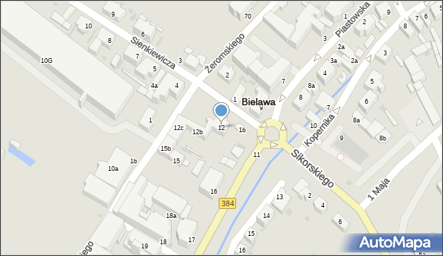 Bielawa, Piastowska, 12, mapa Bielawa