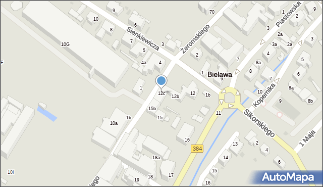 Bielawa, Piastowska, 12c, mapa Bielawa
