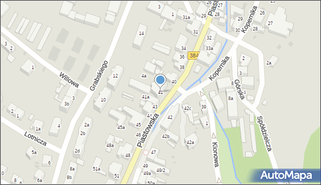 Bielawa, Piastowska, 41, mapa Bielawa