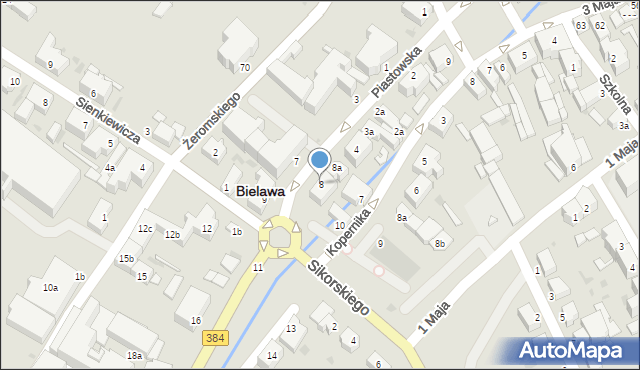 Bielawa, Piastowska, 8, mapa Bielawa