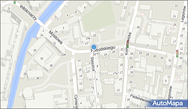 Bielsko-Biała, Piłsudskiego Józefa, marsz., 14, mapa Bielsko-Białej