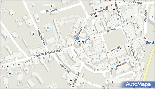 Bielsko-Biała, Piwowarska, 8, mapa Bielsko-Białej