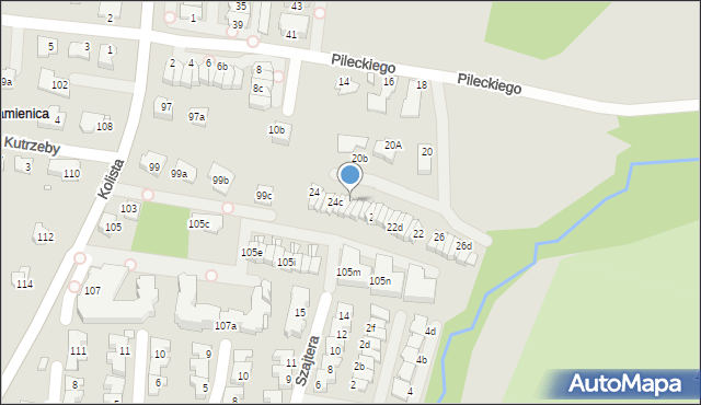 Bielsko-Biała, Pileckiego Witolda, rtm., 24e, mapa Bielsko-Białej
