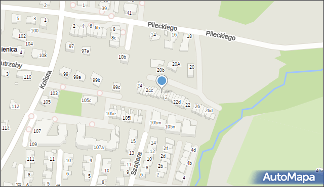 Bielsko-Biała, Pileckiego Witolda, rtm., 24g, mapa Bielsko-Białej