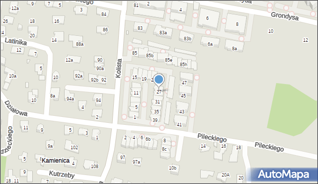 Bielsko-Biała, Pileckiego Witolda, rtm., 27, mapa Bielsko-Białej