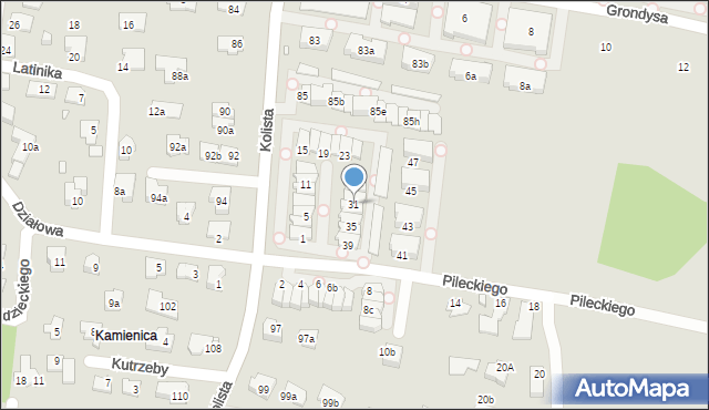 Bielsko-Biała, Pileckiego Witolda, rtm., 31, mapa Bielsko-Białej