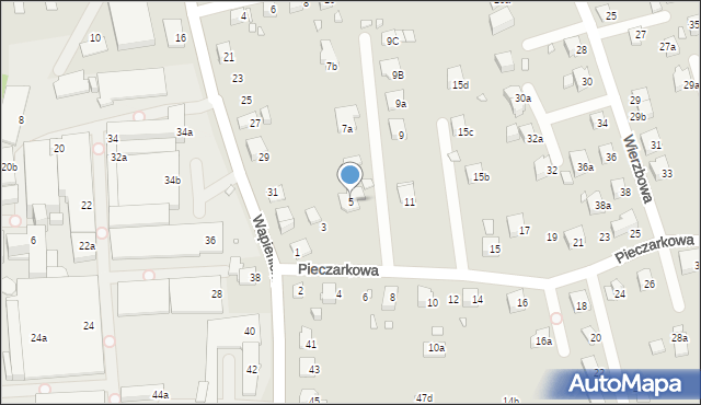 Bielsko-Biała, Pieczarkowa, 5, mapa Bielsko-Białej