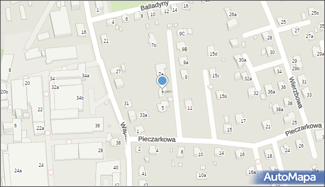 Bielsko-Biała, Pieczarkowa, 7, mapa Bielsko-Białej