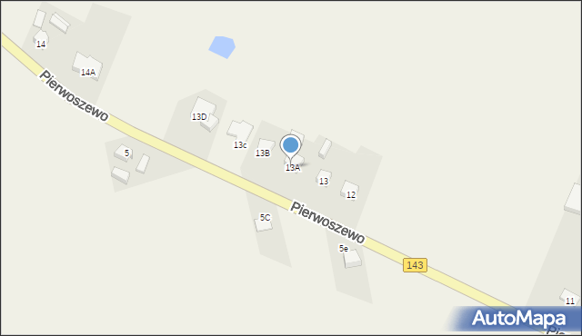 Biezdrowo, Pierwoszewo, 13A, mapa Biezdrowo