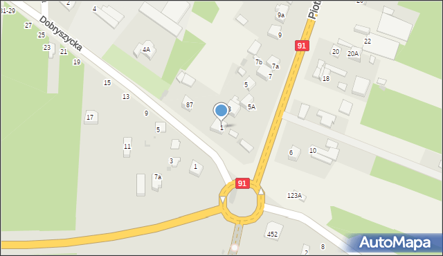 Blok Dobryszyce, Piotrkowska, 1, mapa Blok Dobryszyce