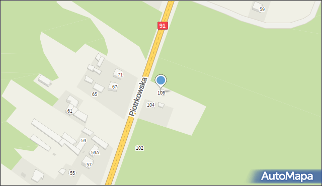 Blok Dobryszyce, Piotrkowska, 106, mapa Blok Dobryszyce