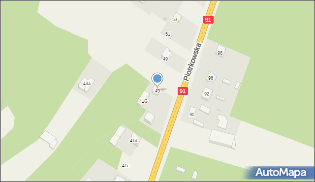 Blok Dobryszyce, Piotrkowska, 43, mapa Blok Dobryszyce