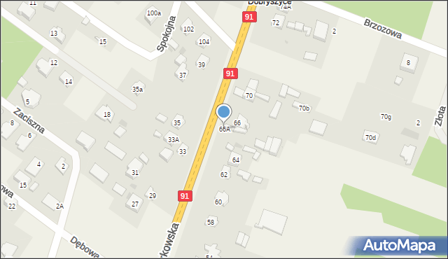 Blok Dobryszyce, Piotrkowska, 66A, mapa Blok Dobryszyce