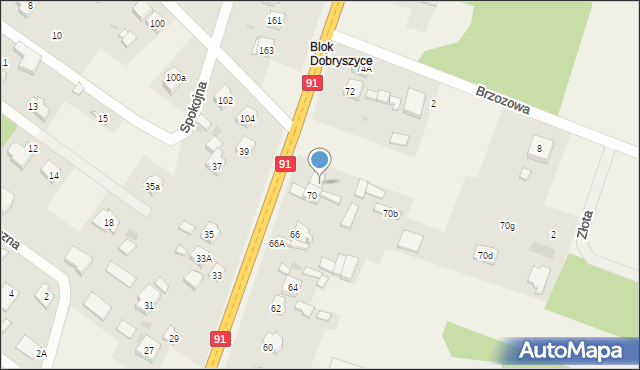 Blok Dobryszyce, Piotrkowska, 70a, mapa Blok Dobryszyce