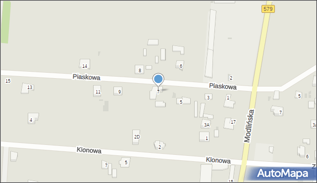 Błonie, Piaskowa, 7, mapa Błonie