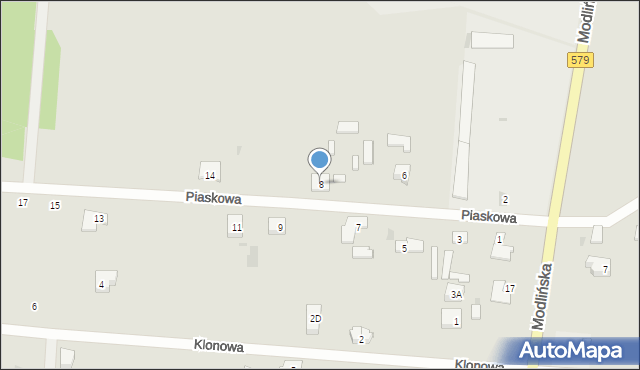 Błonie, Piaskowa, 8, mapa Błonie