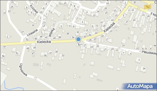Bodzentyn, Piłsudskiego Józefa, marsz., 31, mapa Bodzentyn