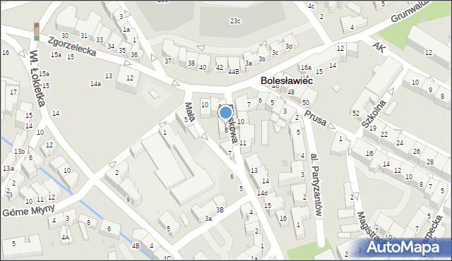 Bolesławiec, Piaskowa, 8, mapa Bolesławca