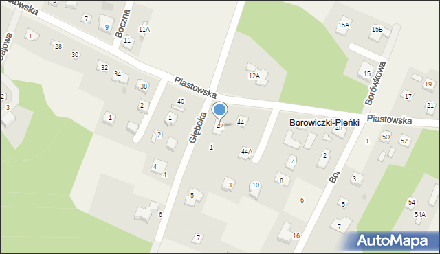 Borowiczki-Pieńki, Piastowska, 42, mapa Borowiczki-Pieńki