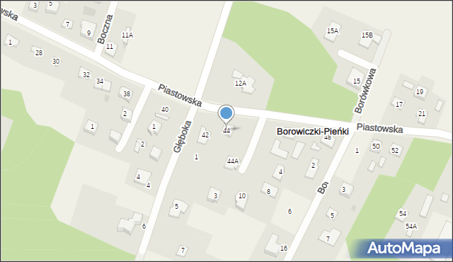 Borowiczki-Pieńki, Piastowska, 44, mapa Borowiczki-Pieńki