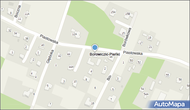 Borowiczki-Pieńki, Piastowska, 46, mapa Borowiczki-Pieńki