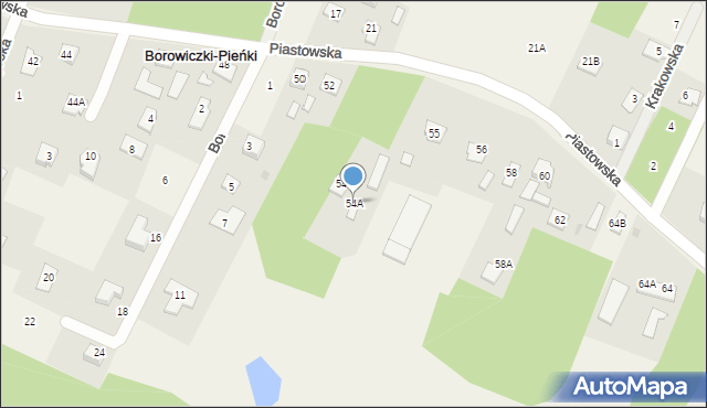 Borowiczki-Pieńki, Piastowska, 54A, mapa Borowiczki-Pieńki