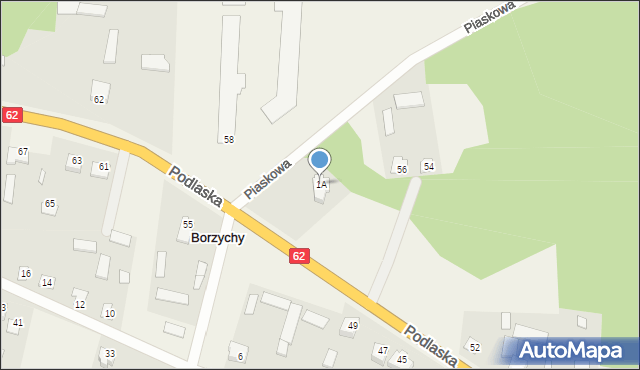 Borzychy, Piaskowa, 1A, mapa Borzychy