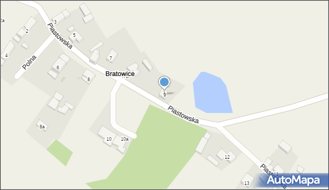 Bratowice, Piastowska, 9, mapa Bratowice