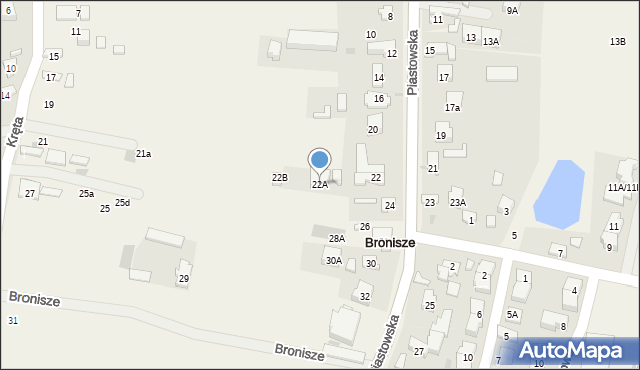 Bronisze, Piastowska, 22A, mapa Bronisze