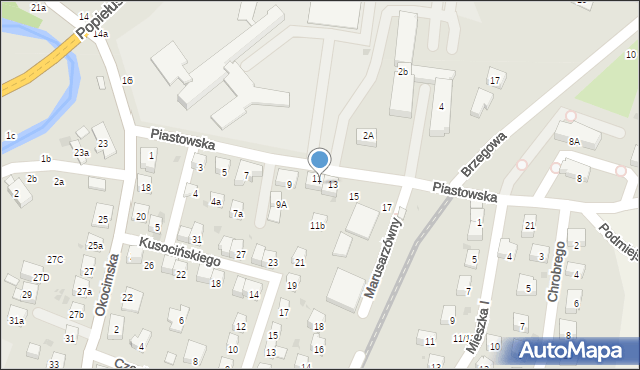 Brzesko, Piastowska, 11a, mapa Brzesko