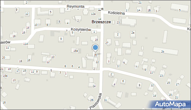 Brzeszcze, Piastowska, 20, mapa Brzeszcze