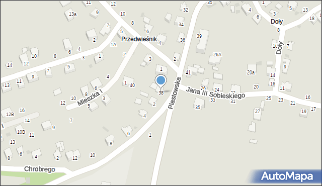 Brzeszcze, Piastowska, 38, mapa Brzeszcze